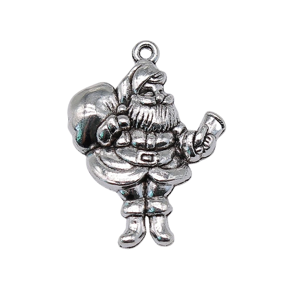 

Wholesale 60pcs/bag Charms Wholesale Christmas Santa Claus Gift 33x25mm Antique Silver Color Color Making DIY Handmade Jewelry