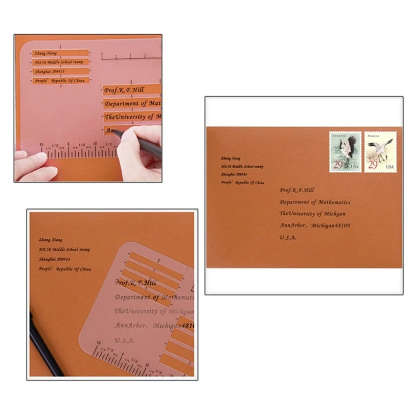 Cuaderno de guía de dirección artesanal de 4 piezas, conjunto de plantillas de sobre de letras multiuso, reglas, diario, tarjeta de felicitación