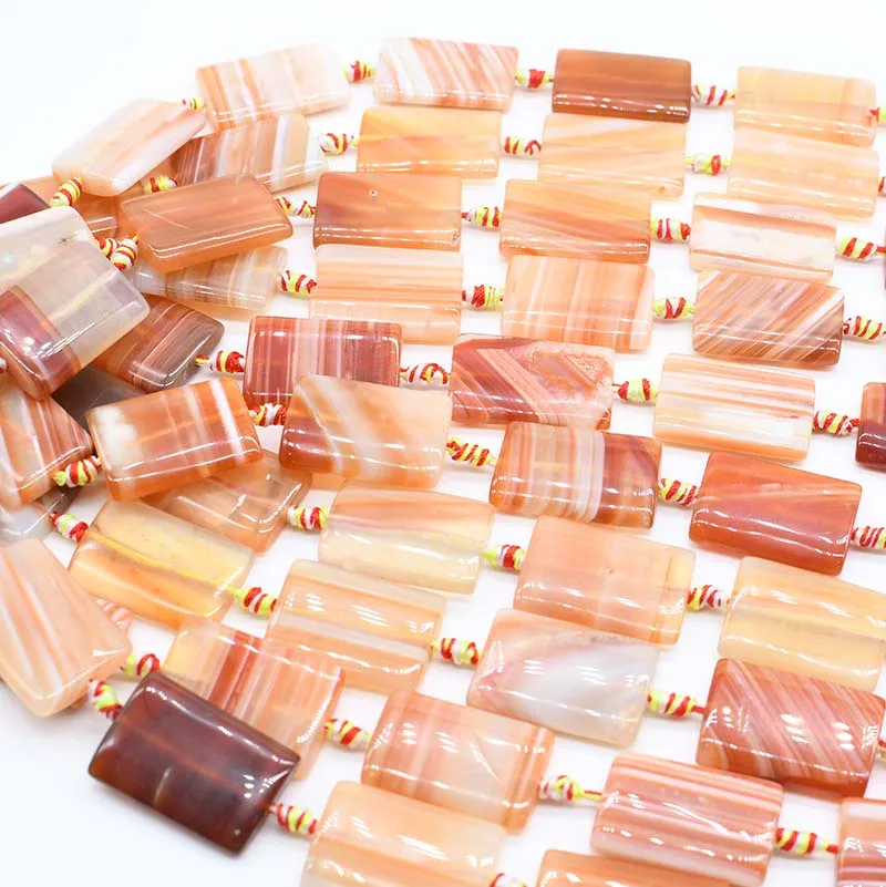 2 strands/lot Natural rectangle Agates smooth stone beads For DIY Necklace Jewelry Making Loose 15