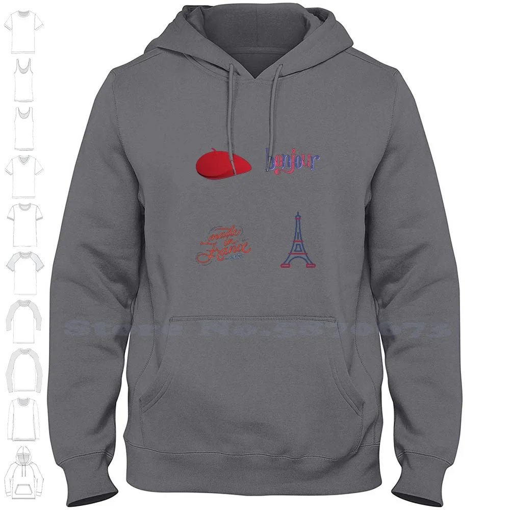 French Beret And A Little Bit Of Paris Hoodies Sweatshirt For Men Women French Beret Baguette Paris Bonjour Croissant Merci