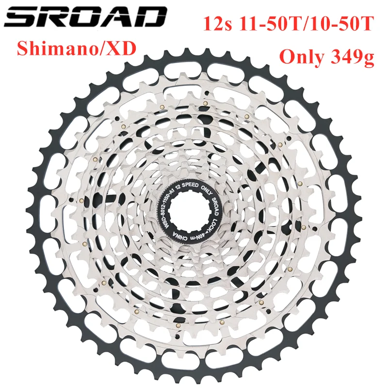 

SROAD 12s 11-50T 10-50T 12 SPEED MTB Bicycle Cassette Ultralight 12s Bike Freeewheel fits SRAM XD Super Light CNC About 360g