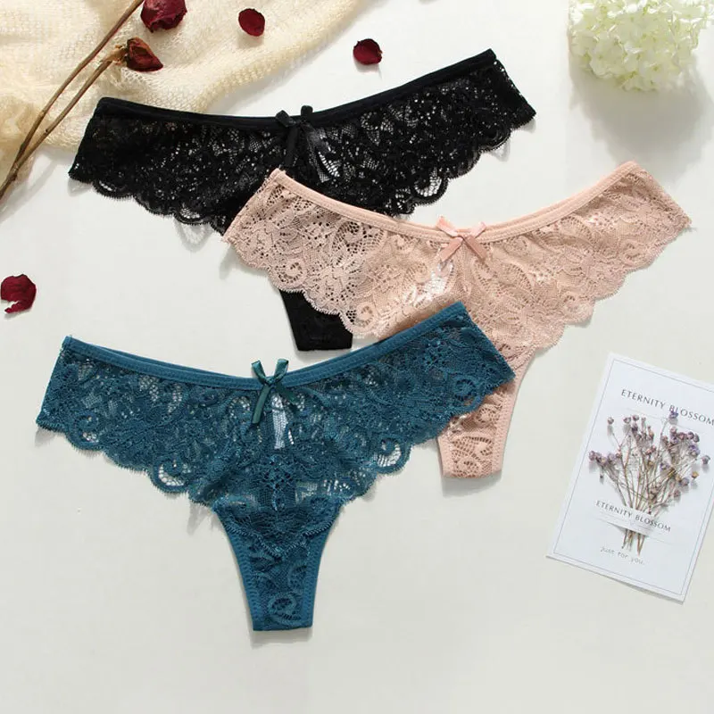 6Pcs Women's thong panties sexy lace female T-back underwear light seamless transparent G-String ladies lingerie low rise briefs