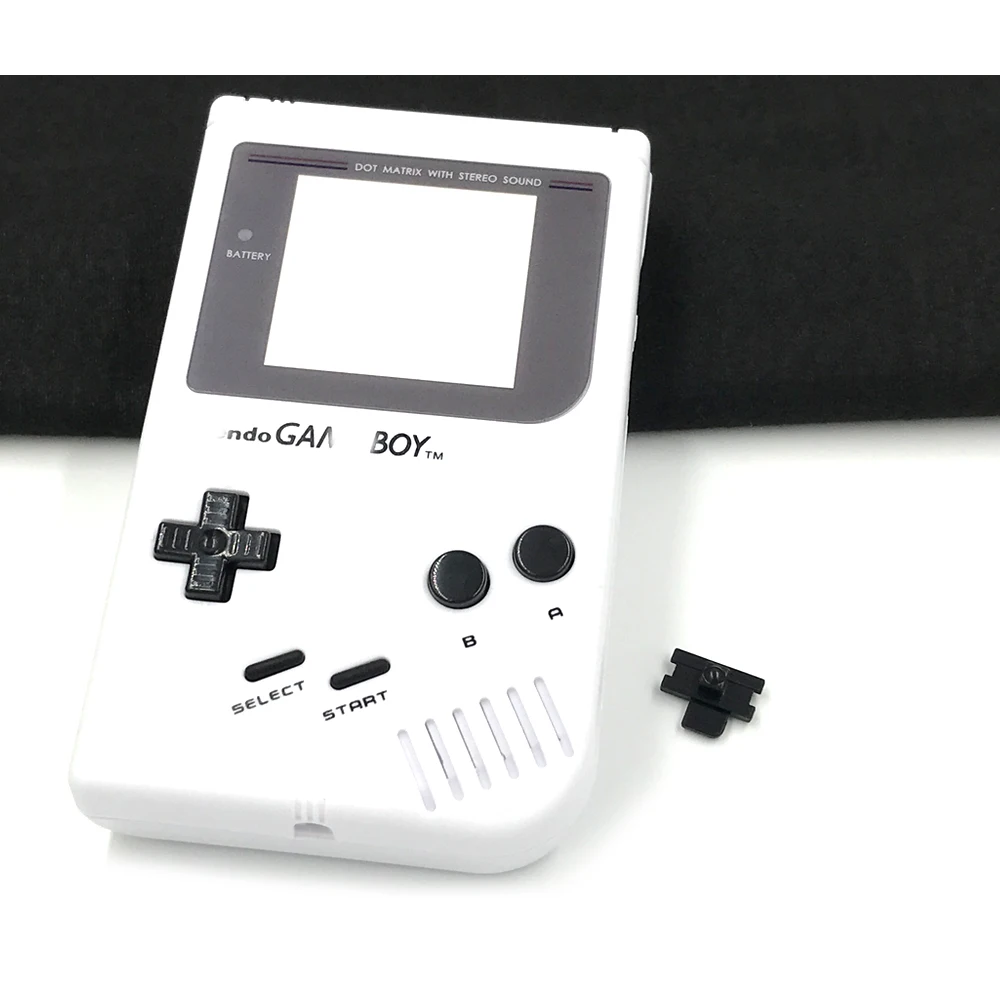 White shell case for Gameboy Classic GB GBO DMG-01 Console Housing cover w/ Glass screen lens black button