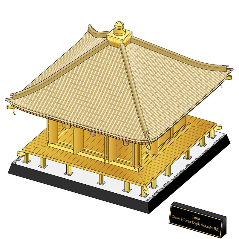 Japan Chuson-ji Gold Temple 3D Paper Model House Papercraft DIY Art Origami Building Teens Adult Handmade Craft Toys QD-189