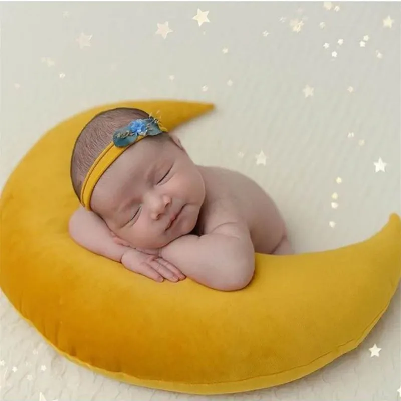 

Baby Posing Pillow Newborn Photography Props Cute Baby Hat Beans Bag Moon Stars Photo Shooting Set For Infant Newborn Gifts