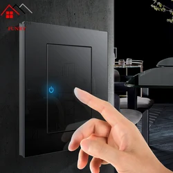 1 2 3 4 Gang 1 2 Way Household Switch Socket Type 86 Wall Socket  With Led Tempered Glass Mirror Reset Switches 86*90mm