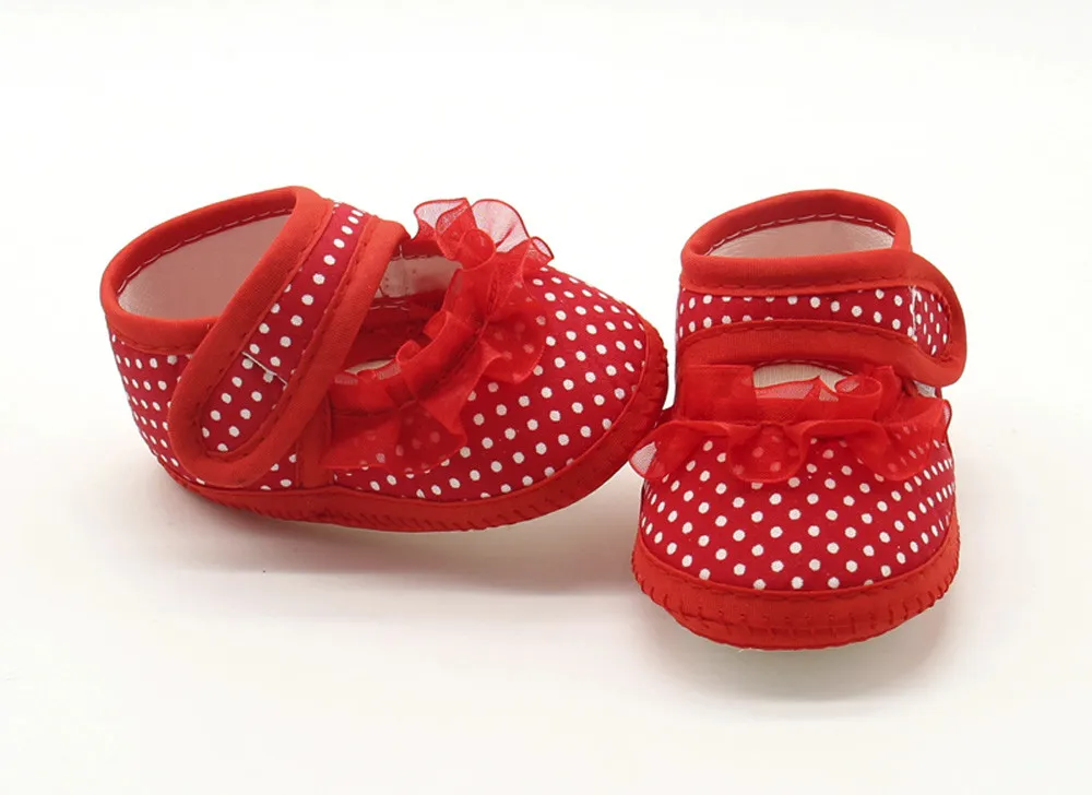 2021 Pasgeboren Baby Baby Dot Kant Meisjes Zachte Tong Prewalker Warm Casual Flats Schoenen Print Katoen Mode Schoenen