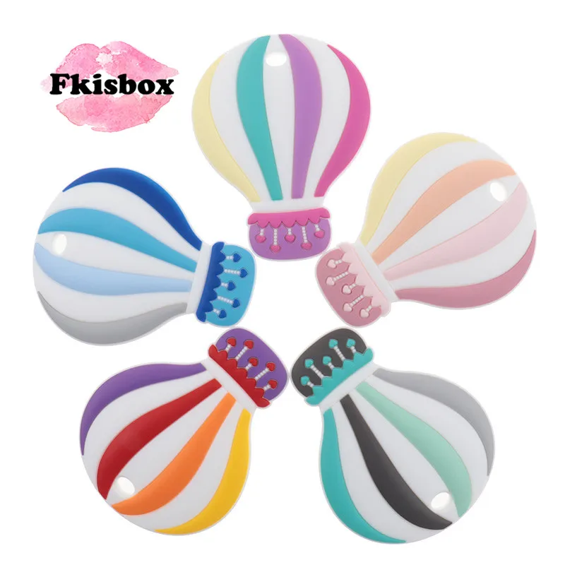 Fkisbox 10PCS Hot Air Balloon Silicone Baby Teether BPA Free Newborn Teething Pendant For Pacifier Chain Nursing Accessories