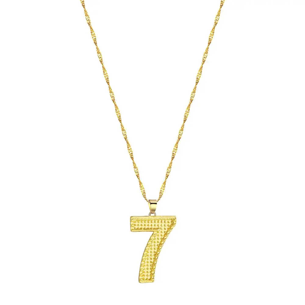 QIAMNI Stainless Steel Numbers 7 Necklaces Pendant Hip Hop Women Men Gothic Chokers Date Year 0 1 2 3 4 5 6 7 8 9 Birthday 