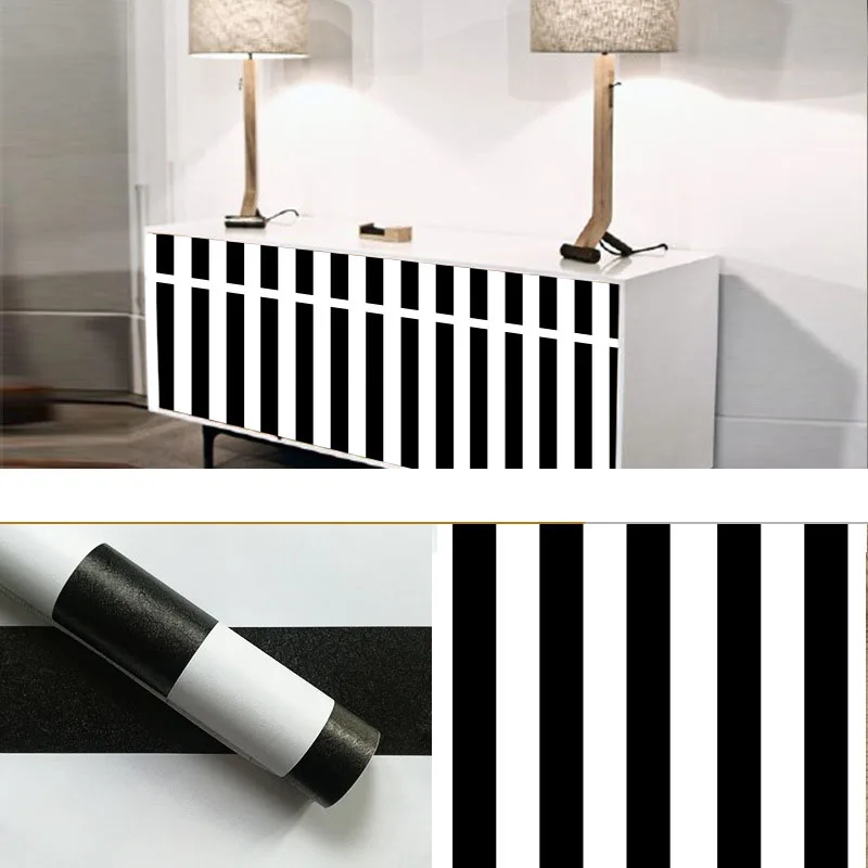

White Black Plaid Wallpaper Sticker Self Adhesive PVC Wallpaper Furniture Counter-top Stickers Home Floor Door Waterproof Paper