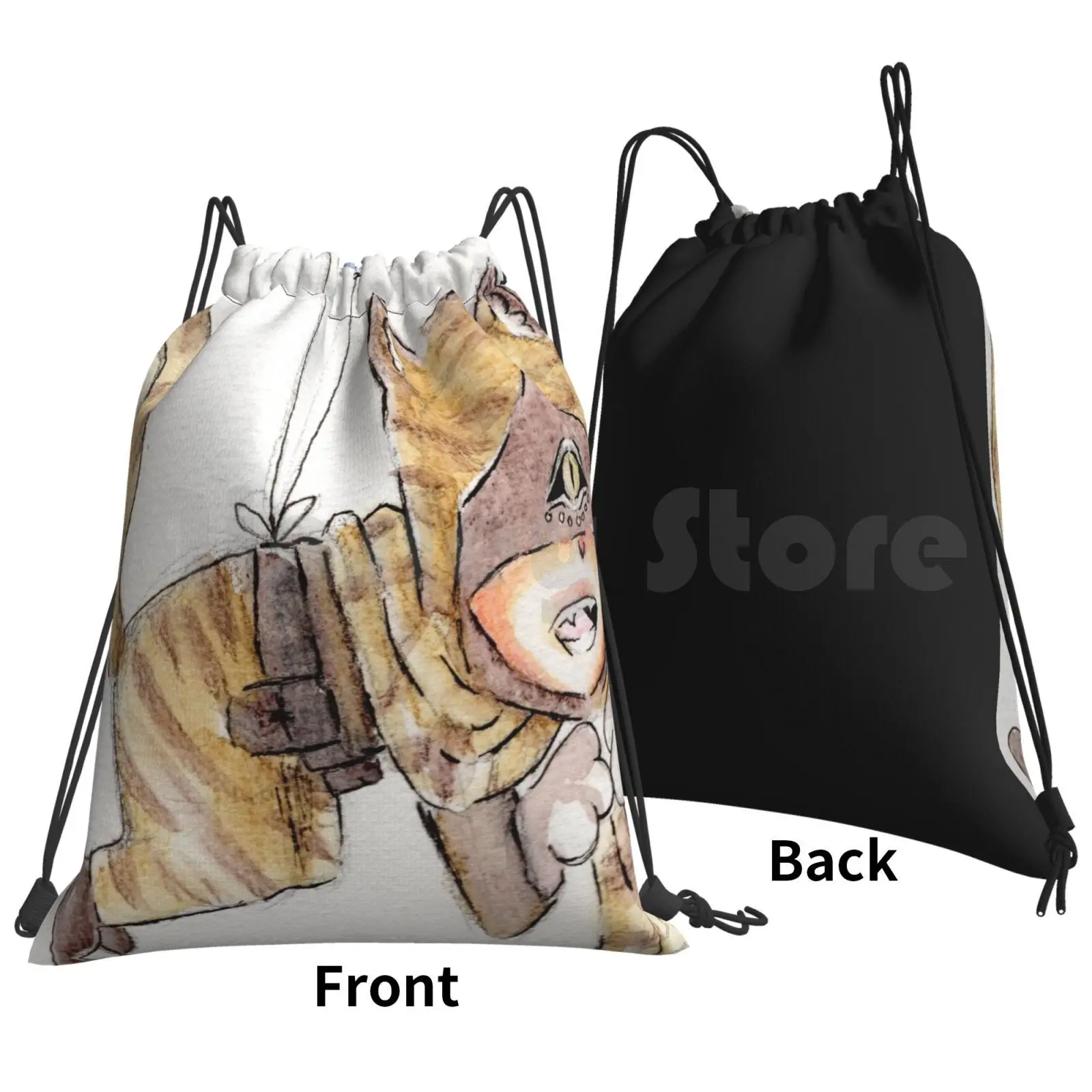 Mochila de acuarela con cordón para gimnasio, bolso impermeable con diseño de Tigre, Eli, clarkey, Eli, Idv Id5