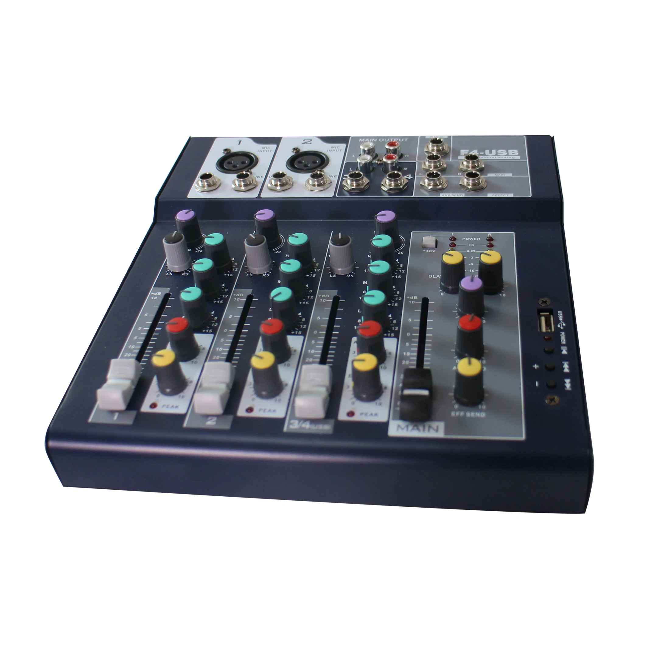 721042 15w 4 channel mini pa analog USB audio mixer supporting a variety of audio formats, Bluetooth and recording etc.