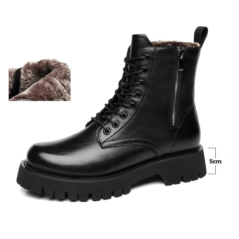 Zipper Man Height Boot Ankle Men Leather Boots High Heel Male Elevator botas masculino Hidden Heel 8CM Increasing