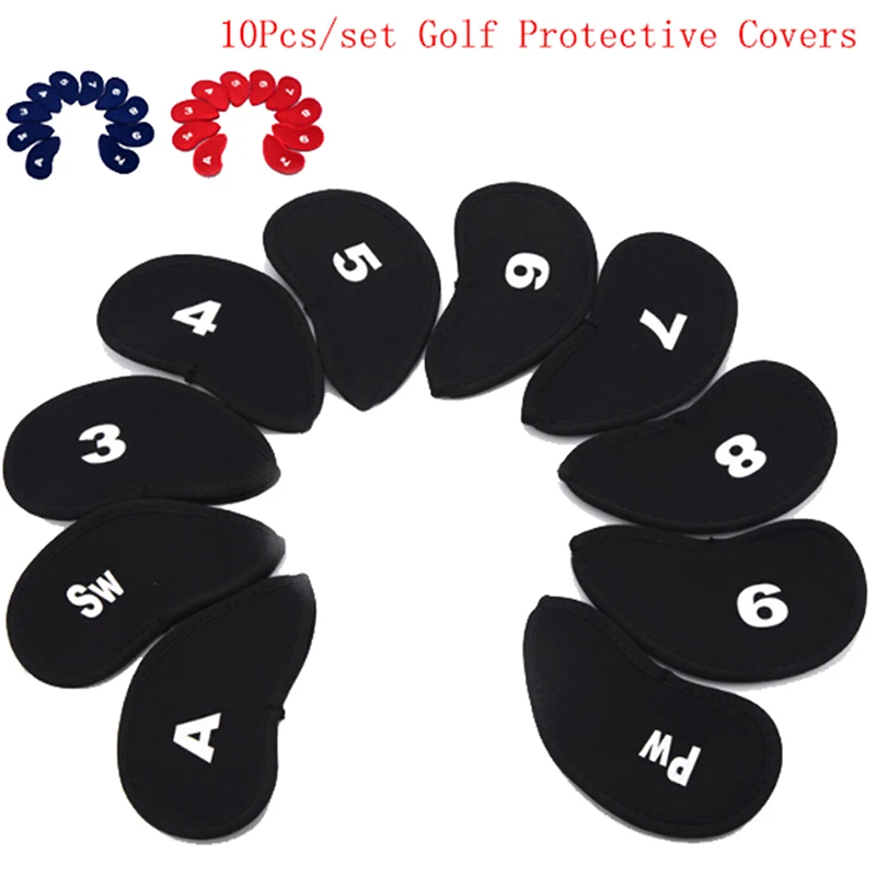 Cubiertas de cabeza de hierro para palo de Golf, Protector de cabeza de hierro para ventana negra, accesorios de Golf, 10 unidades por juego