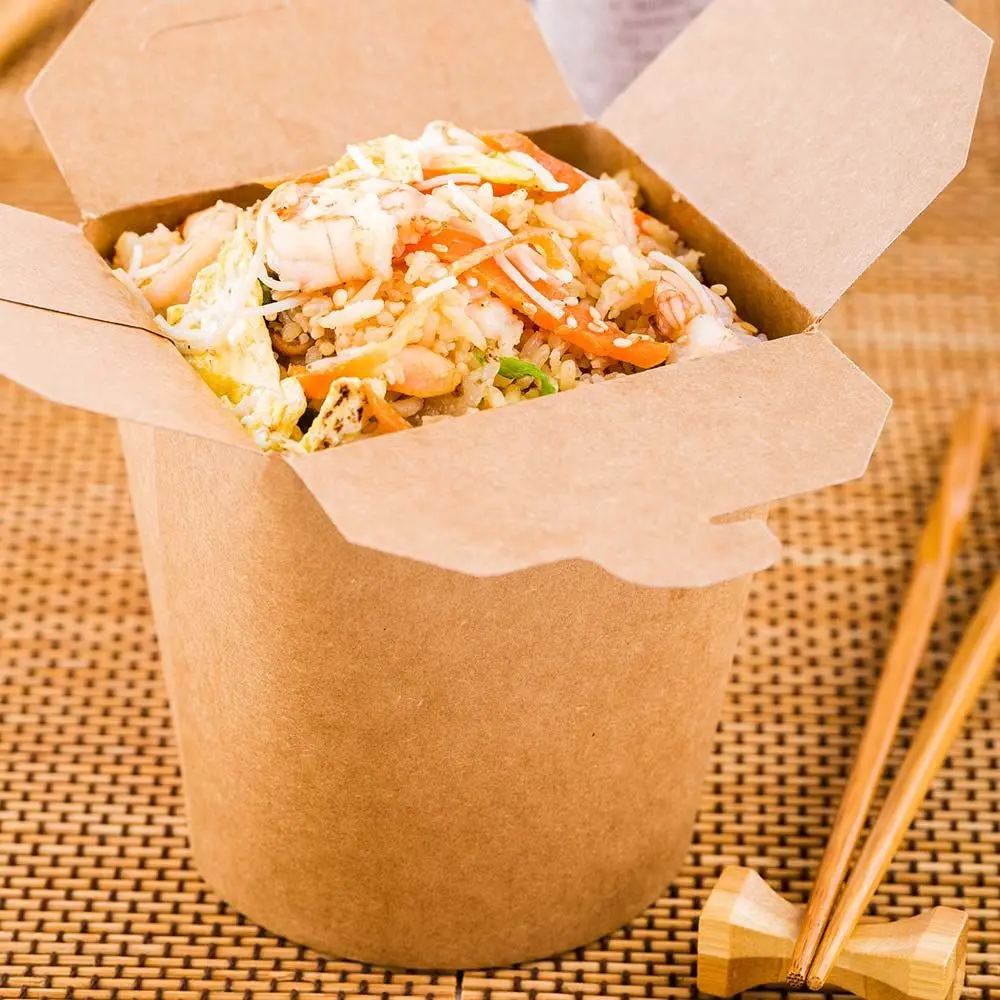 10 Pieces x Home Restaurant Party Catering Supplies Kraft Paper Noodle Take Out Food Box - 750ml/26oz Containers