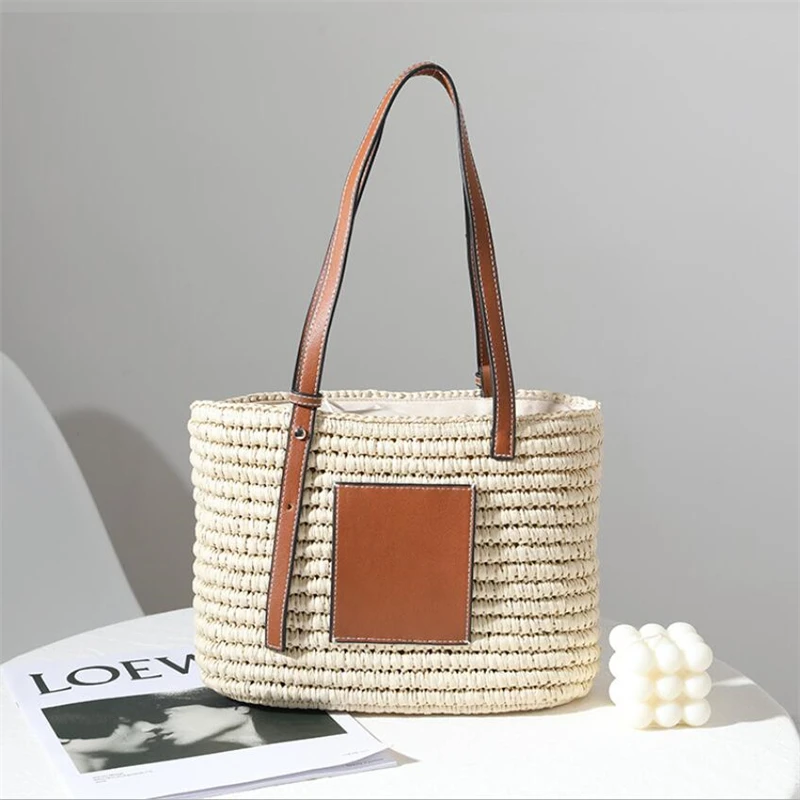 2021 New Hand-made Straw Handbag Fashion One-shoulder Bag for Women Square Rattan Bag All-match Shopping Bag IL00609