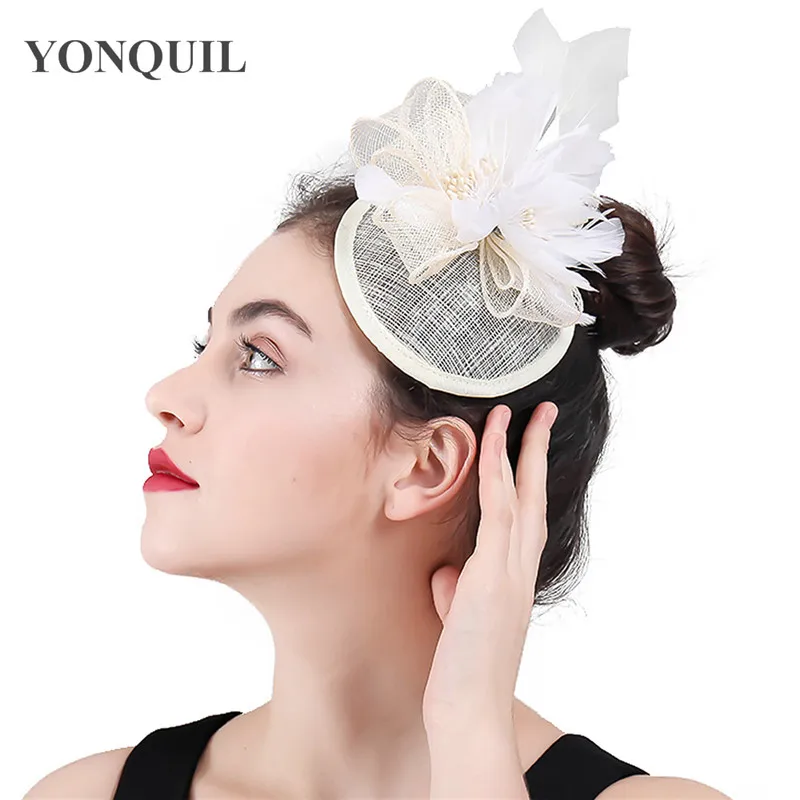 

Ivory Nice Wedding Hats Fascinators Accessories Fancy Feather Flower Elegant Headdress For Women Party Event Or Multiple Colors