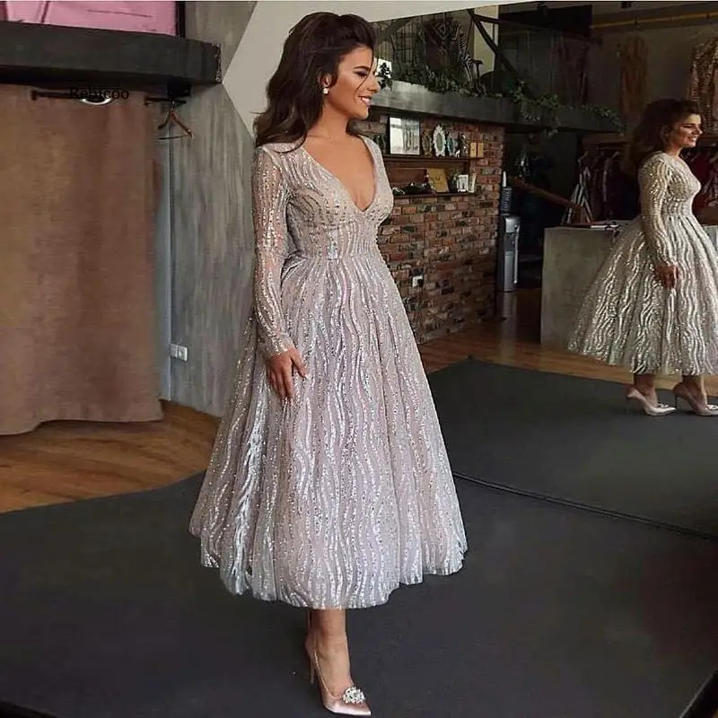 

Women's Long Mesh Sequins Midi Dress New Sexy Deep V Long Sleeve Bodycon Perspective Wedding Party Dresses Clothing