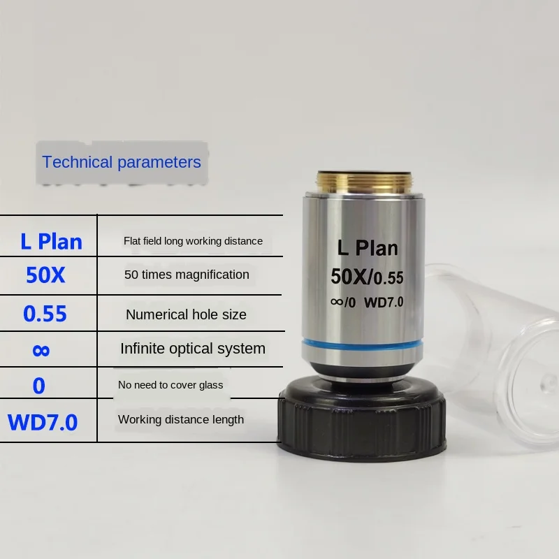 Lente objetivo de microscopio Infinity 5X 10X 20X 50X 100X lente acromática de larga distancia de trabajo piezas de microscopio metalográfico 20,2 MM