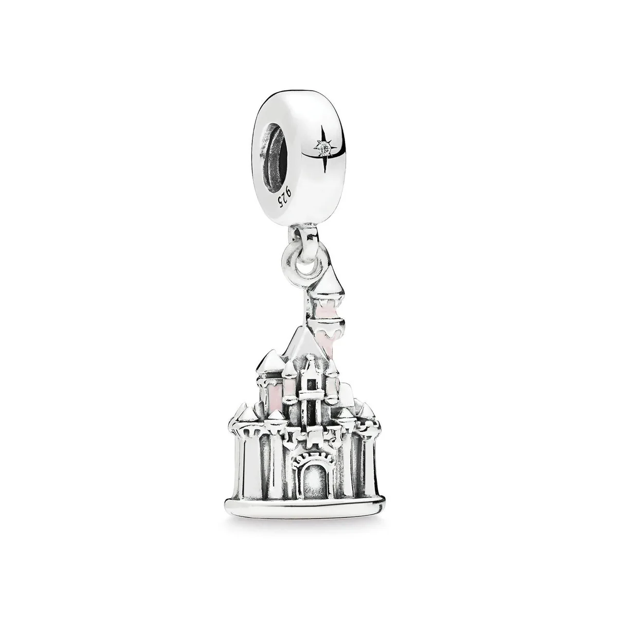  925 Sterling Silver Beads Charm Pink Castle Enamel Pendent Charm Fit Pandora Original  Bracelets & Necklaces Women Jewelry