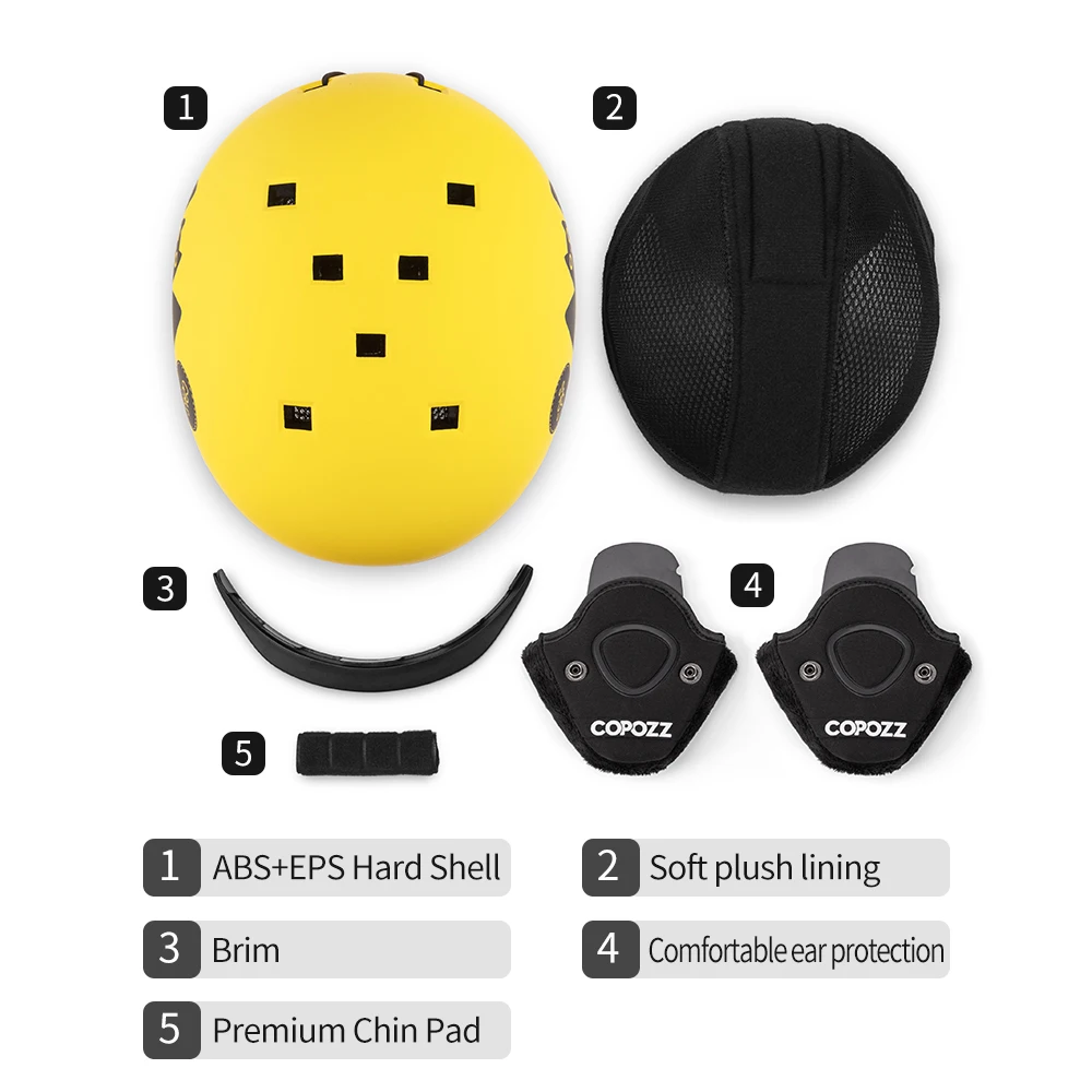 COPOZZ Kinder Cartoons Ski Helm Integral geformten Sicherheit Outdoor Skifahren Radfahren Schutz Helm Skifahren Ausrüstung
