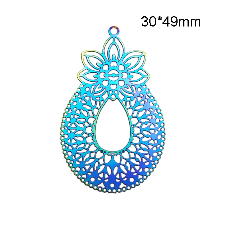 6PCS New Fashion Stainless Steel Rainbow Colorful Charm Pendants For Women Dropshipping Earring Pendant