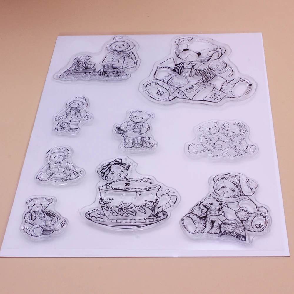 Alinacutle CLEAR STAMPS Cute Little Teddy Bear Scrapbooking Handmade Card Album Paper Craft Rubber Transparent Silicon Stamp