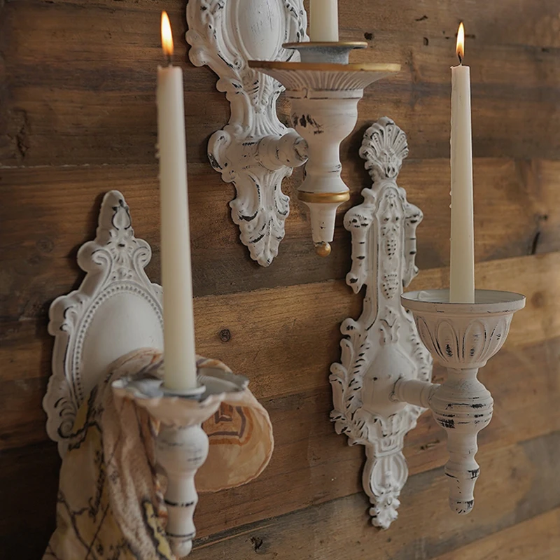 

New Handcrafted White Retro Decorative Metal Wall Candle Holders