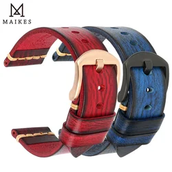 MAIKES Handmade Leather Watch Strap Men's Vintage Genuine Leather Watch Band 20mm 22mm 24mm For Panerai Fossil Casio SEIKO