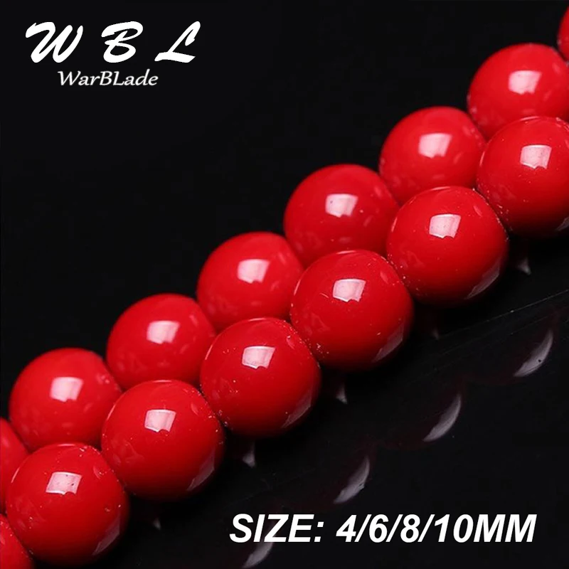 WarBLade Wholesale Natural Stone Red Coral Beads Round Loose Beads 4mm 6mm 8mm 10mm For Jewelry Making Necklace DIY Bracelet