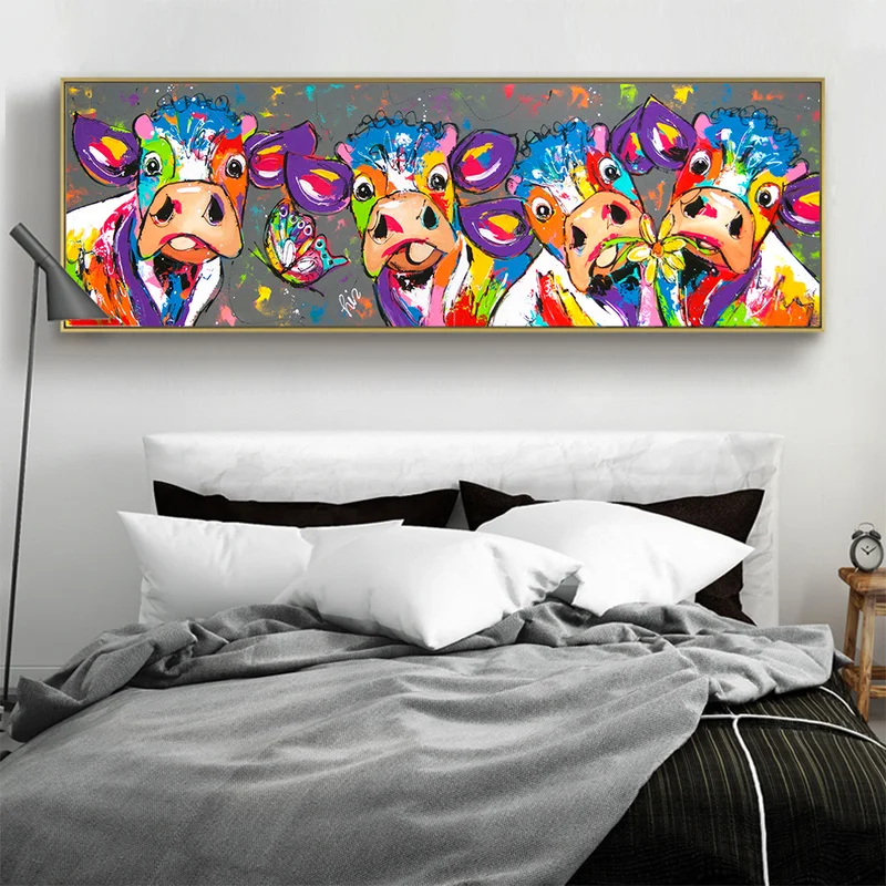 

Colorful Animal Abstract Cows Wall Art Canvas Paintings Prints Vrolijk Schilderij Poster Wall Picture for Living Room Home Decor