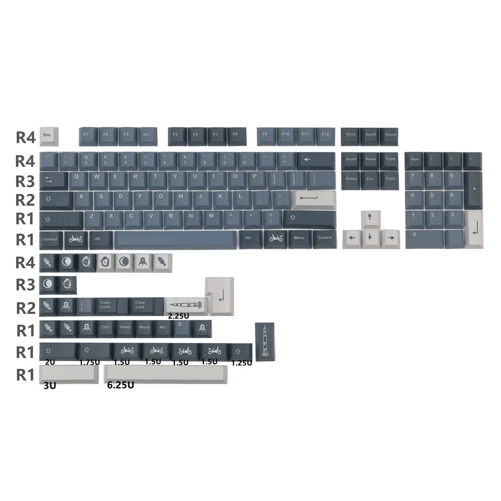 139 Keys/set GMK Apollo Keycaps PBT Dye Sublimation Key Caps Cherry Profile Keycap With 3U Spacebar ISO Enter For EU Layout