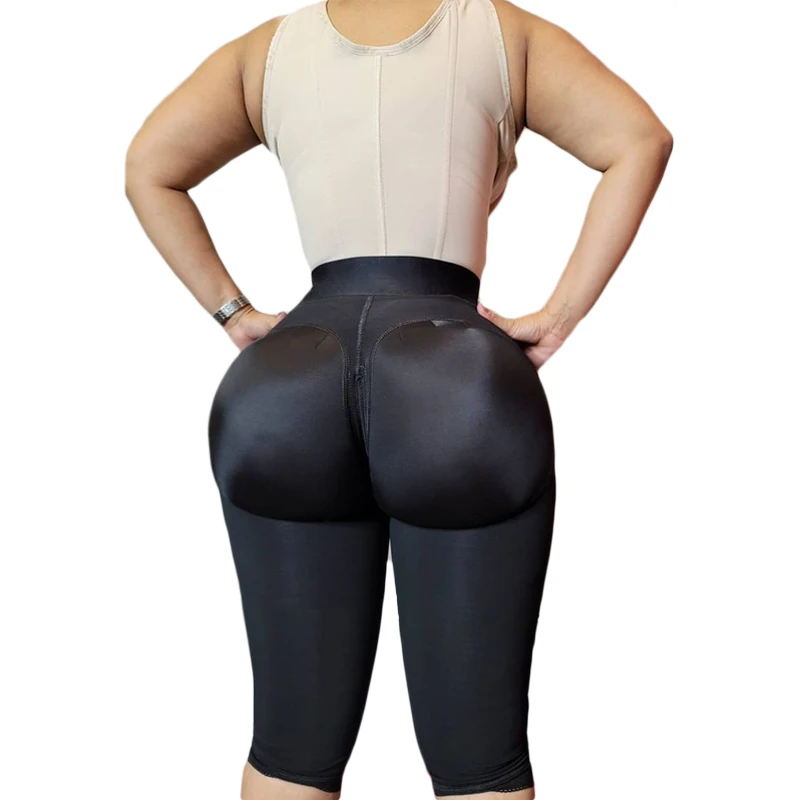 High Compression Shorts Butt Lifter Shapewear Shorts Front Closure Hourglass Body Shaper Knee Length High Waist Panties Push Up