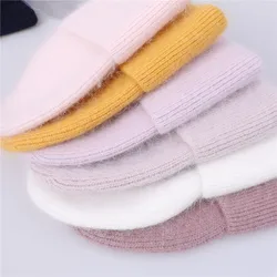 Winter Hat for Women Rabbit Cashmere Knitted Beanies Thick Warm Vogue Ladies Wool Angora Hat Female Beanie Hats