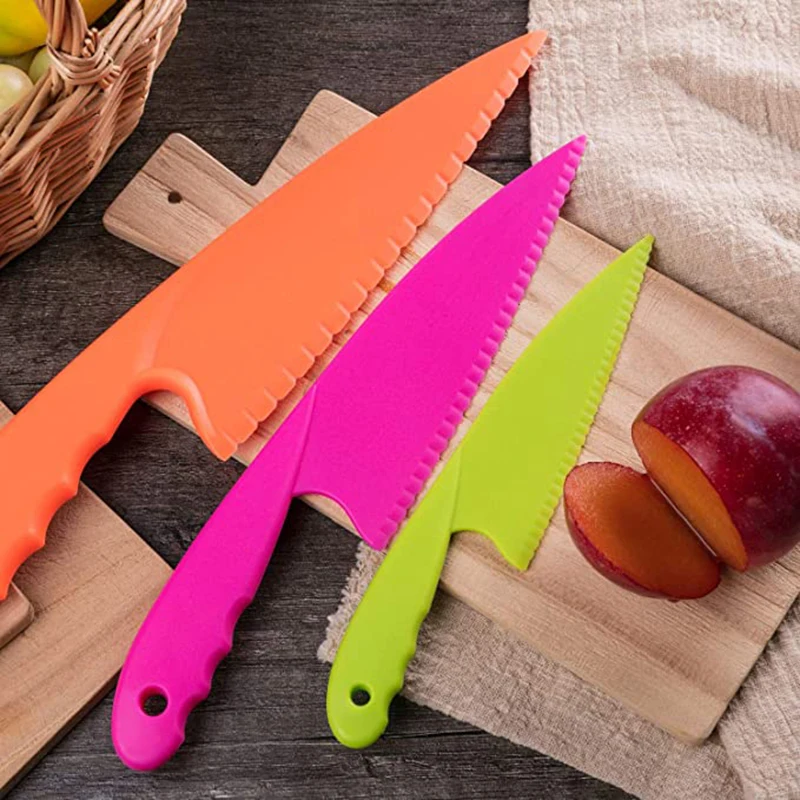 Kitchen Cooking Sawtooth Knife Kids Chef Toddler Cooking Plastic Knives Slicing Paring Fruit Vegetable Cutter Kitchen Knives