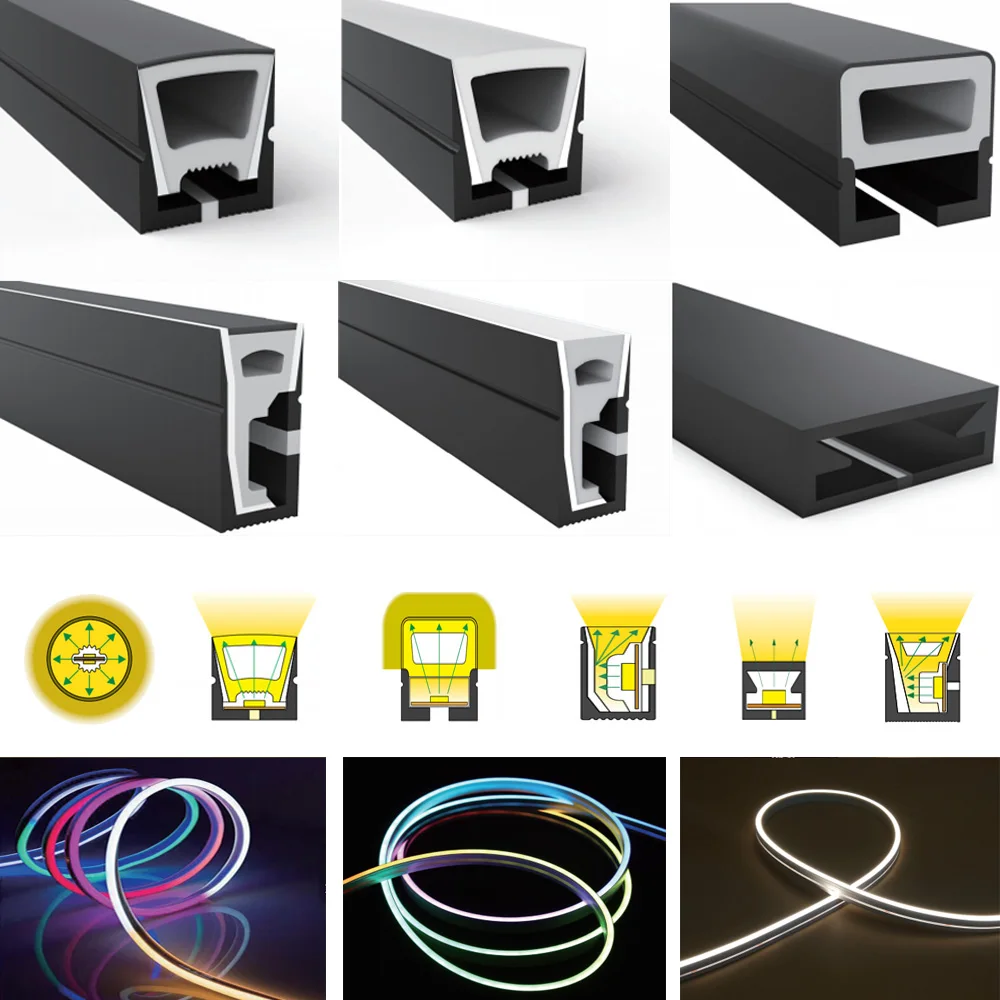 LED Neon Light Rope Tube Black Silica Gel Soft Lamp Tube WS2811 WS2812B SK6812RGBW Flexible Led Strip 5050 IP67 Waterproof 1-5M