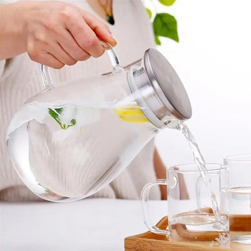 1.5/2L Big Transparent Borosilicate Glass Teapot Heat-Resistant Large Capacity Clear Tea Coffee Pot Flower Tea Set Puer Kettle