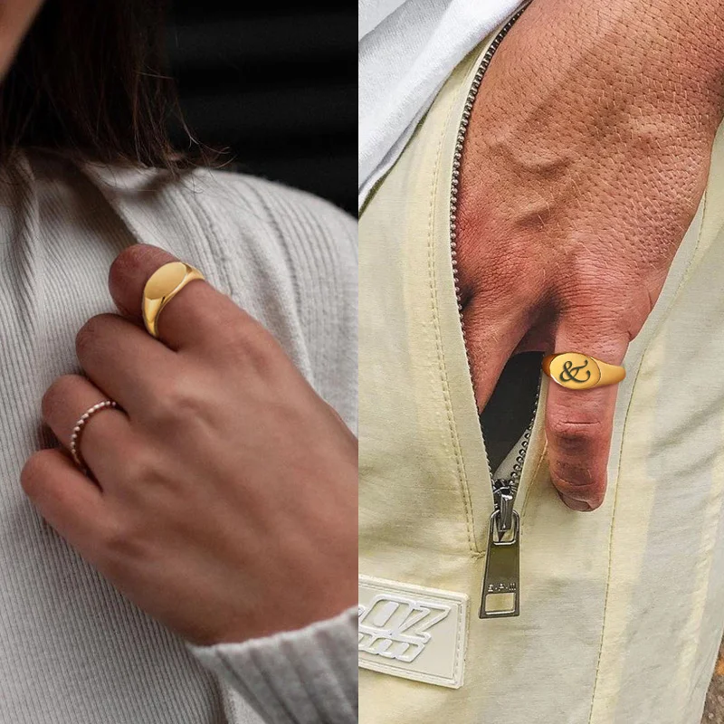 Signet Ring,Stainless Steel Ring for Men, Classic Hipster Unisex Square Signet Ring,Pinky Finger Ring,Mens Small Signet Ring