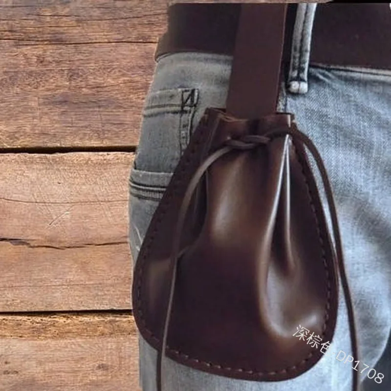 Mittelalter liche Vintage Geldbeutel Tasche Hüftring Gürtel Kostüm Zubehör Teile für Männer Frauen Wikinger Leder Kordel zug Tasche Geldbörse