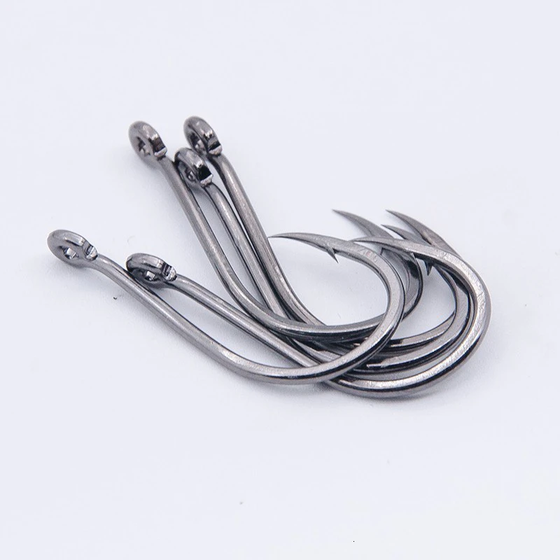 50 unids/lote anzuelos de pesca anzuelos de púas de acero rico en carbono anzuelos circulares compensados de alta calidad para cebo vivo de carpa 1-12 #   Anzuelos - imagen 3