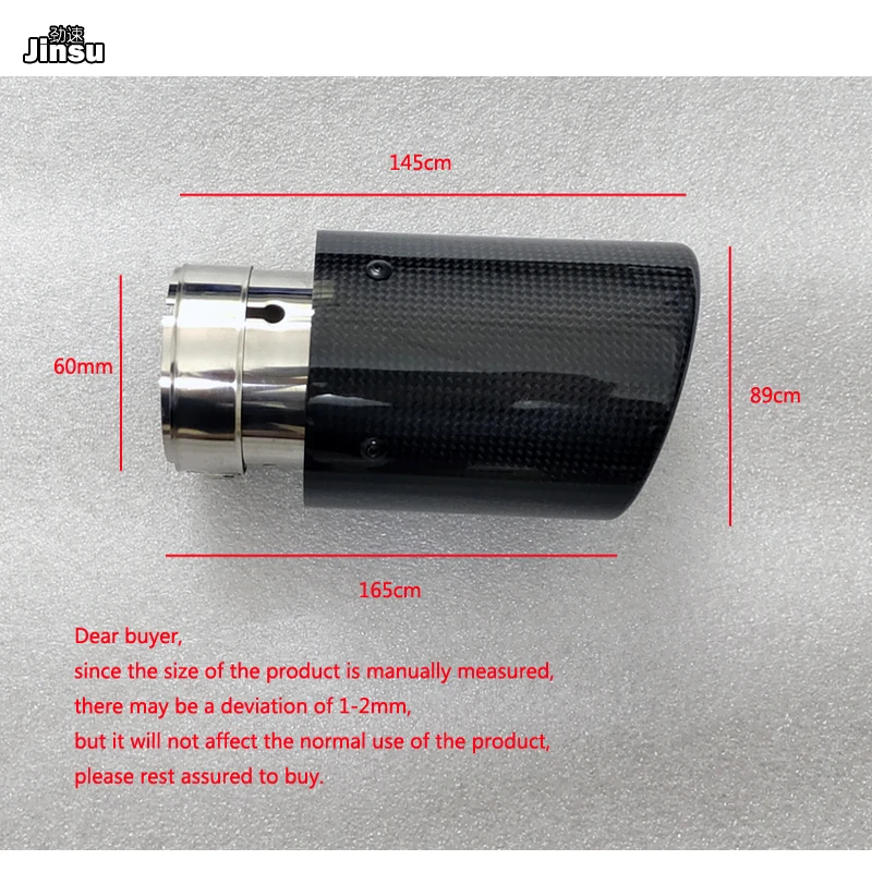 Sport style Glossy Carbon fiber car exhaust Muffler Tip Tail Pipe End Universal Stainless stee Straight Flange For BMW For Audi