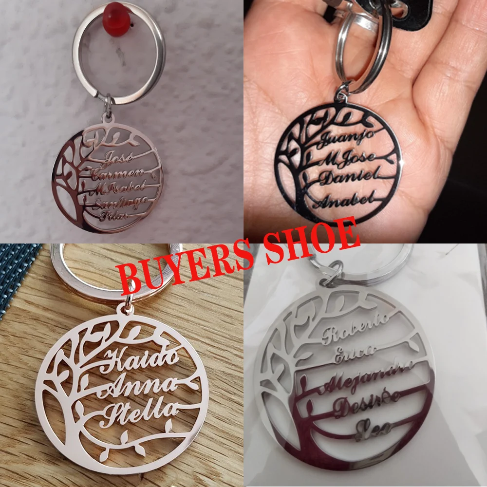 Custom Keychain Personalized Tree of Life Key Chain For Men Stainless Steel Key Ring Customized Jewelry Boyfriend Christmas Gift