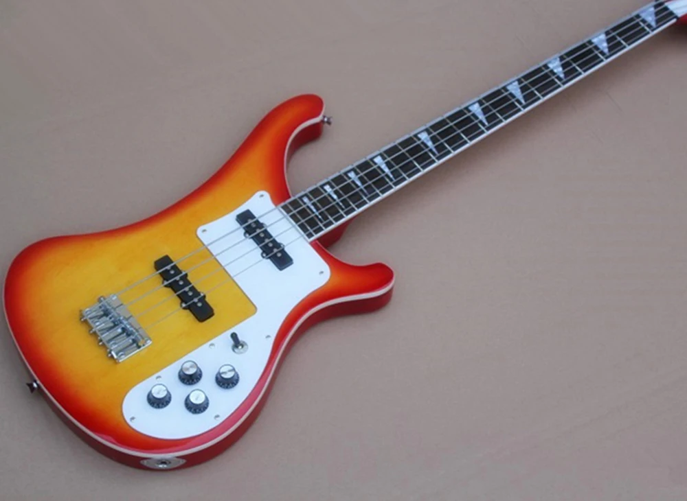 4 Strings Cherry Sunburst Electric Bass with 22 Frets,Rosewood Fretboard,Providing Customized Service