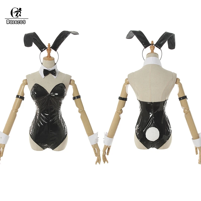 Rolecos Sakurajima Mai Anime Cosplay Kostuum Vrouwen Sexy Kostuum Bunny Girl Cosplay Pruiken Glanzend Leer Jumpsuit Partij Bodysuit