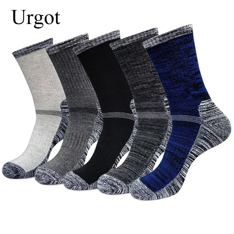 

Urgot 5 Pairs Autumn Winter Men's Socks Sports Semi-Pulled Terry Large Size Medium High Tube Thickening Male Men Socks Meias