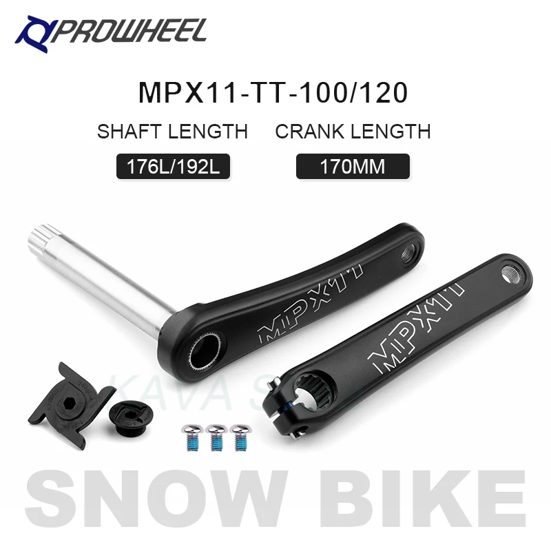 PROWHEEL Snow Bike 170mm Crankset Axis 176/192mm Fat Bicycle Crank Arm Bottom Bracket BB 100/120 E-BIKE Parts