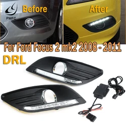 PMFC DRL LED Daytime Running Light Front Driving Lamp Fog Light White 12V Car DRL For Ford Focus 2 Mk2 2008 2009 2010 2011