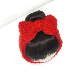 Cute Baby Girl Bun Wig Hat Cap Headbands Hairpiece Newborn Children Kids Girls Headwear Dectable Knitted Bow Hair Accessories