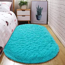 Oval Fluffy Ultra Soft Area Rugs Plush Shaggy Carpet for Kids Room Bedside Nursery Mats Living Room Carpet Home Decor Carpet