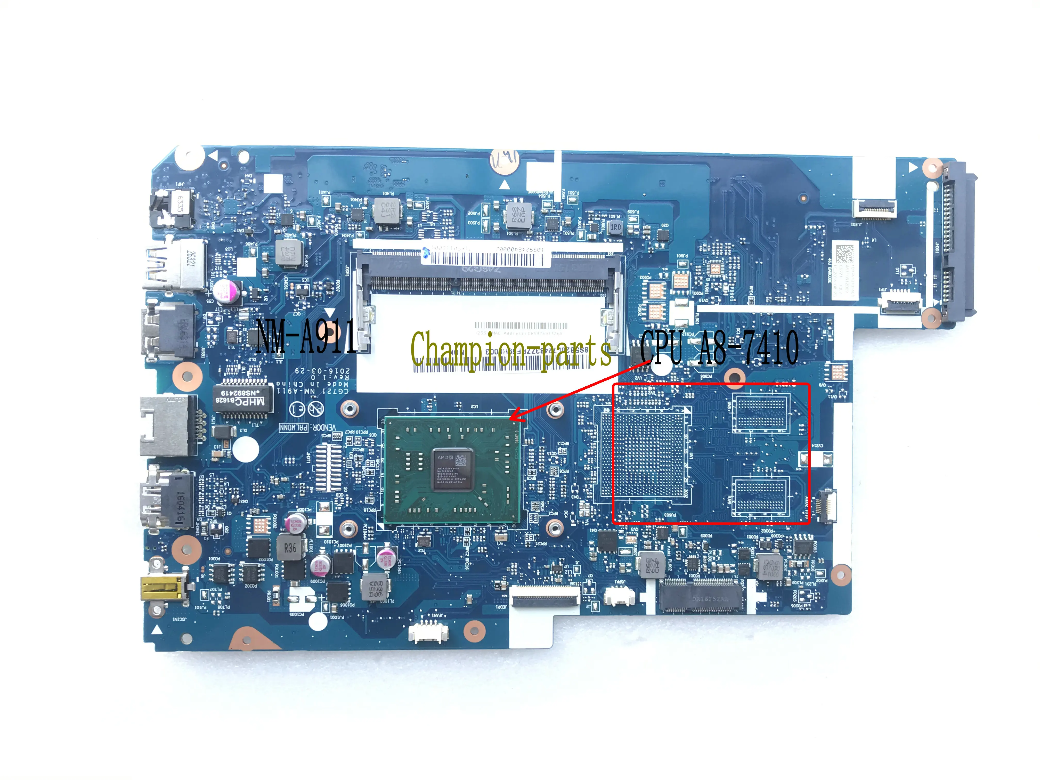 STOCK BRAND NEW CG721 NM-A911 MAIN BOARD FOR LENOVO 110-17ACL MAINBOARD CPU A8-7410 WARRANTY 90 DAYS